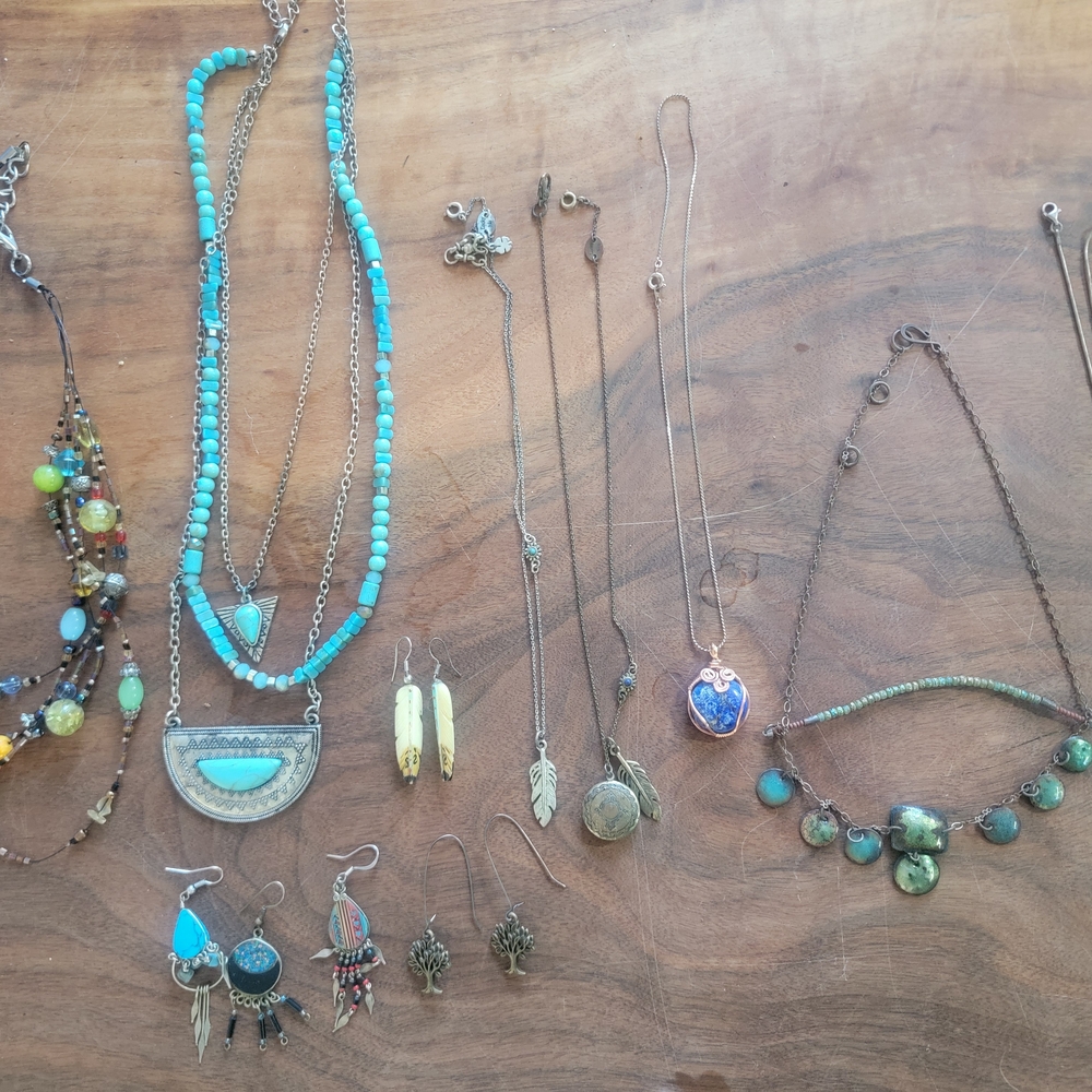 Turquoise and Silver Necklace Set